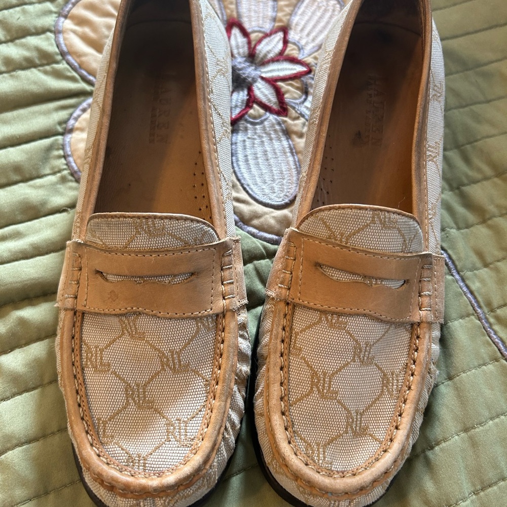 Ralph Lauren Beige Patterned Loafers